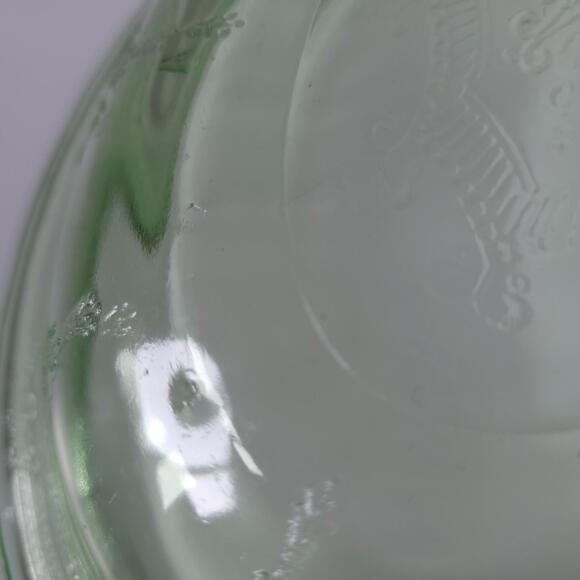 Cameo Ballerina  Anchor Hocking Green  Depression Vaseline Glass 10" x 2 Bowl - Picture 7 of 11